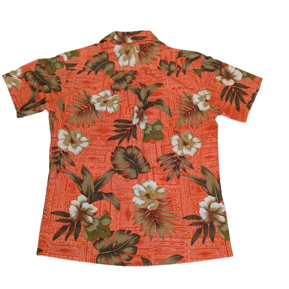 Palmwave of Hawaii Men's Button-Down Aloha Shirt Tropical Coral Orange – Size S - Picture 2 of 5